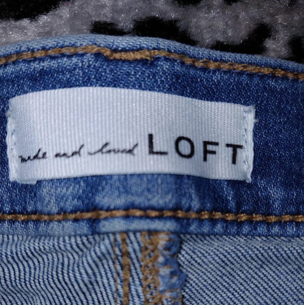 LOFT The Skinny Jeans Size 31/12 Petite | Blue Raw Hem Denim